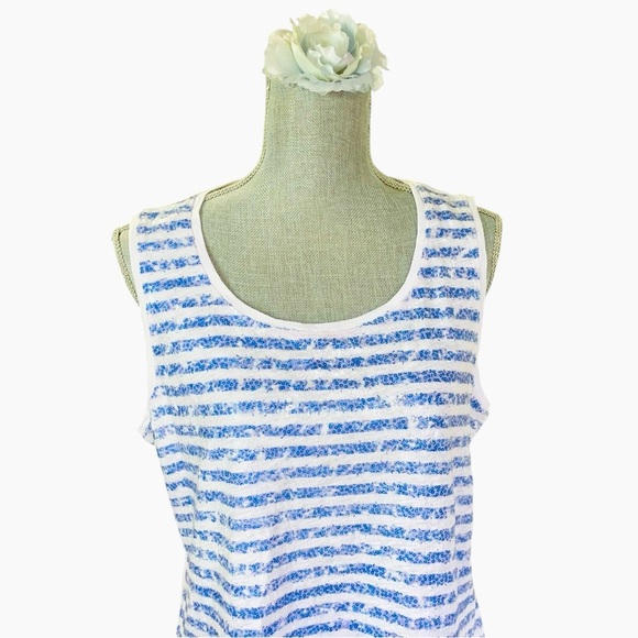 Chicos by Chicos Sequin Tank Striped Blue and White (Size 2) - Picture 5 of 11